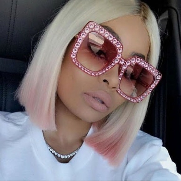 Accessories - Pink Oversized Rhinestone Sunglasses
